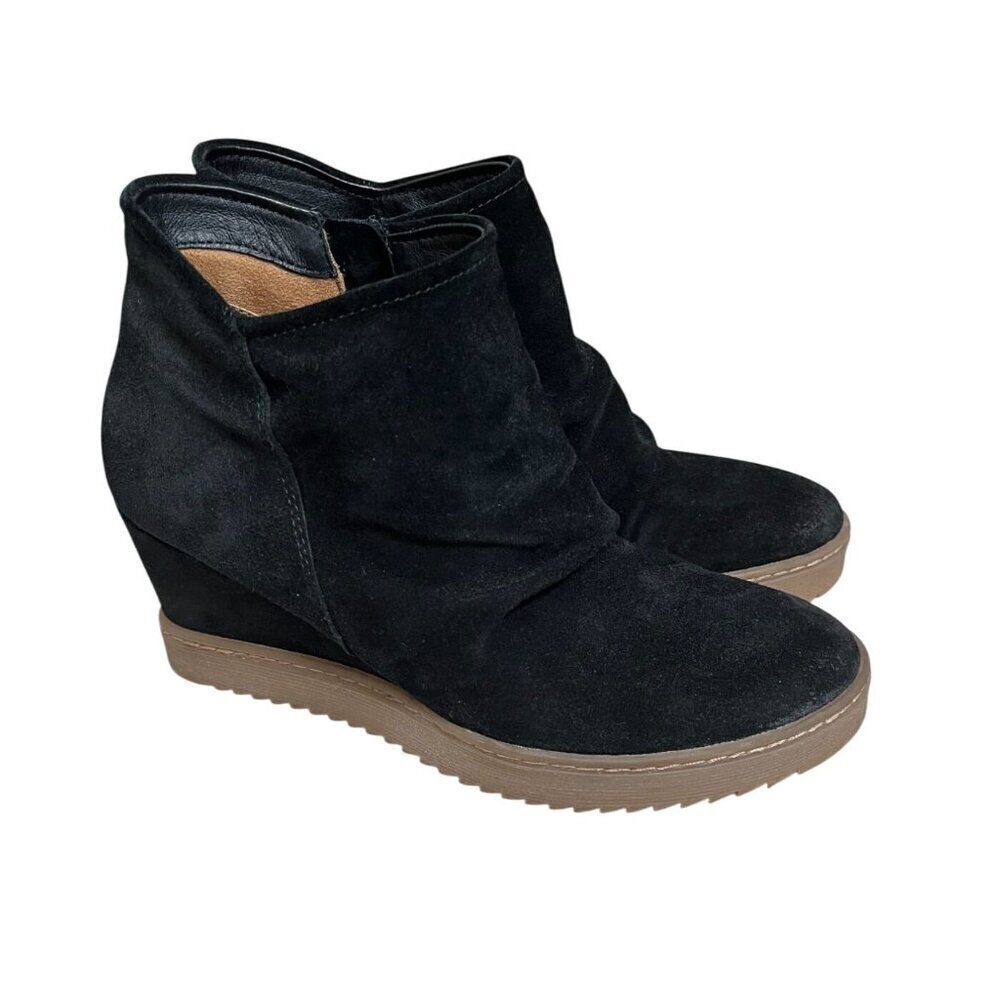 Sofft Siri Aqua Soft Black Suede Wedge Booties Size 8M - Picture 3 of 12